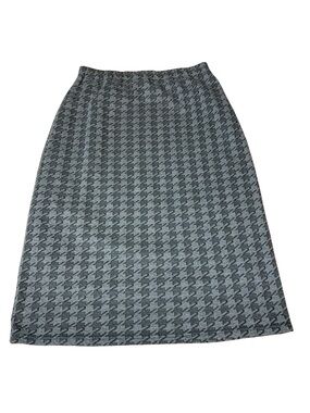 Amanda Collection Grey Black Houndstooth Midi Pencil Skirt Size Large L